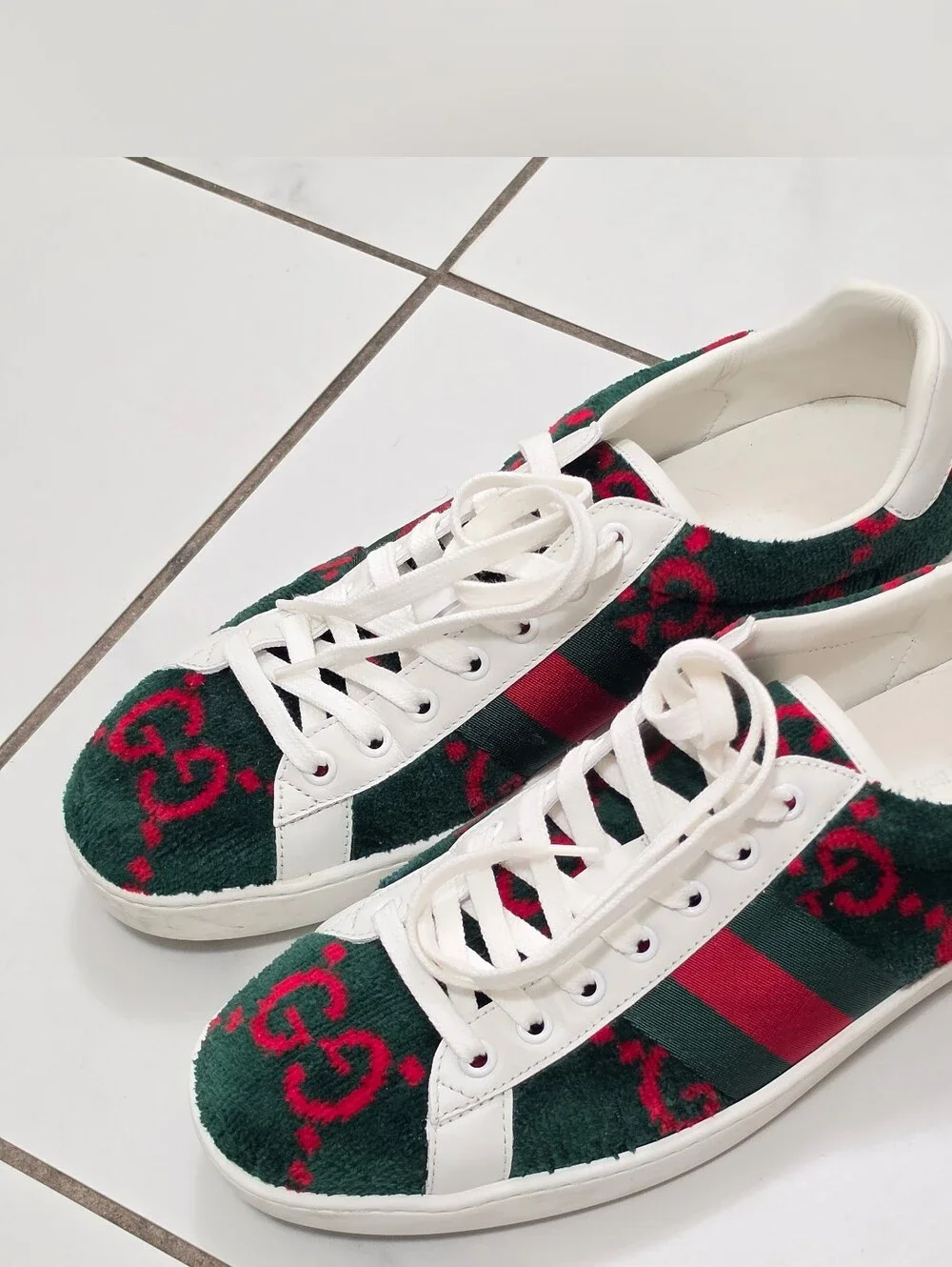 Gucci Men's Ace GG Terry Cloth Sneakers, 8.5